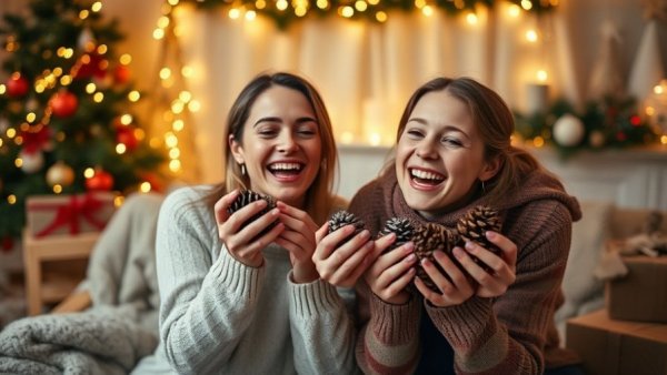 Cozy family holiday scene, simplifying holiday plans for families.