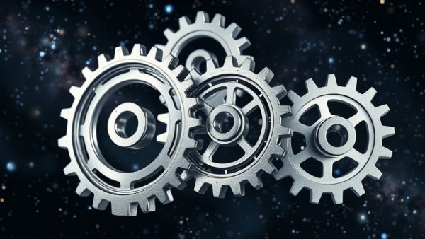 Gears in cosmic background depicting AI replacing U.S. workers.
