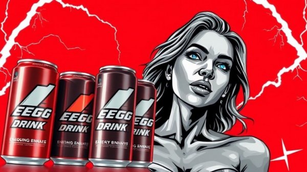 Energy drink targeting women colorful advertisement with a grayscale woman.