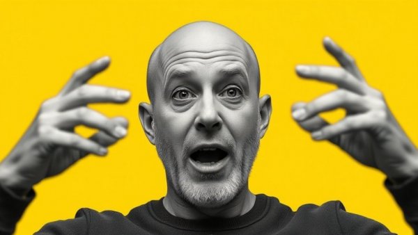 Monochrome portrait of a bald man discussing ideas, minimize decision fatigue