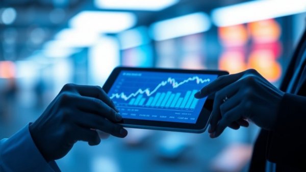 Two people analyzing financial data on a tablet discussing economically engaged companies.