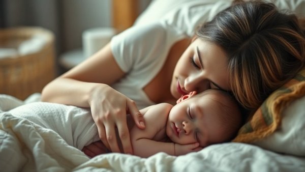 Mother and newborn baby resting in a cozy setting, highlighting freebirth risks
