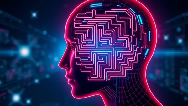 Futuristic digital art of AI concepts with glowing maze brain for AI Predictions for 2026.