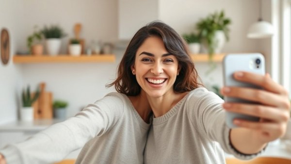 Mother and daughter taking a selfie, showcasing family digital habits.