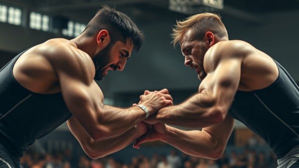 Freeland Wrestling Championship athletes engaged in an intense match.