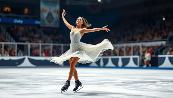 Elegant figure skater displaying grace on the ice.