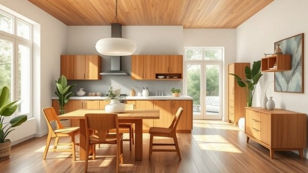 Inviting kitchen with natural wood accents in home renovation.