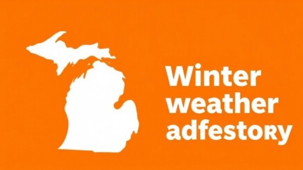 Winter Weather Advisory in Presque Isle County highlighted on map.