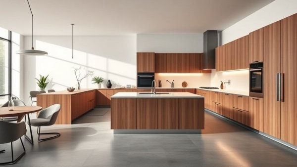 Contemporary kitchen design with sleek cabinets and elegant island.