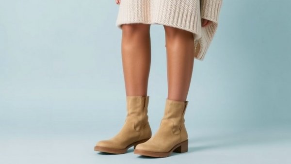 Cozy casual outfit with beige sweater and suede boots, perfect for moms and teens.
