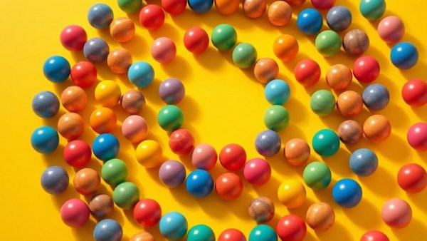 Abstract colorful sphere arrangement reflecting workplace culture building strategies.