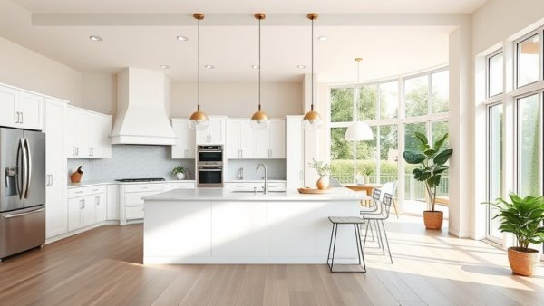 Bright kitchen with upgraded kitchen island and natural light.