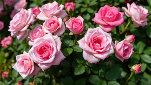Lush pink roses loved by landscape designers.