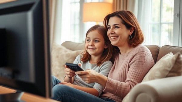 Woman and girl watching TV together, Movies to Start Conversations About Bullying