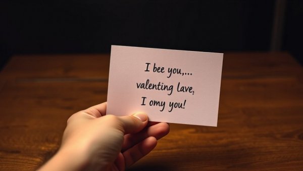 Valentine's card with love message, intimate setting.