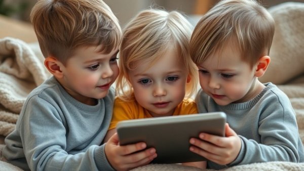 Children using tablet together in cozy setting, highlighting Roblox safety.