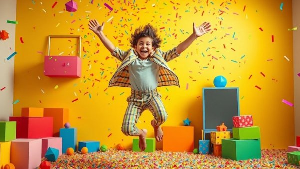 Energetic scene with toys, ideal for family-friendly YouTube shows.