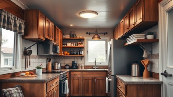 Efficient kitchen with organized storage for maximizing kitchen space.