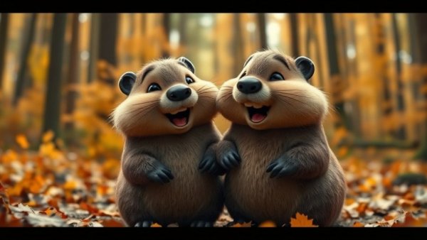 Pixar's Hoppers in a vibrant forest with joyful expressions.