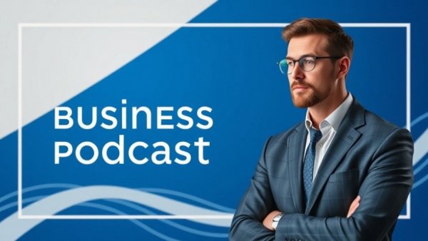 Business podcast invitation with a man promoting a financial event.