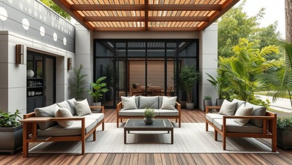 Outdoor Living Trends 2026: modern furniture with natural setting