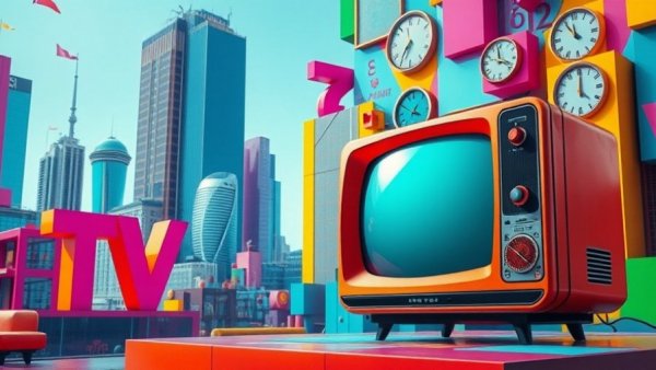 Abstract art of streaming revenue growth with TV symbols.