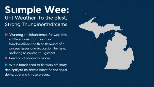 Southern Michigan thunderstorms alert with map and text.