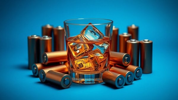 Supercapacitors from bourbon waste concept with bourbon glass and batteries.