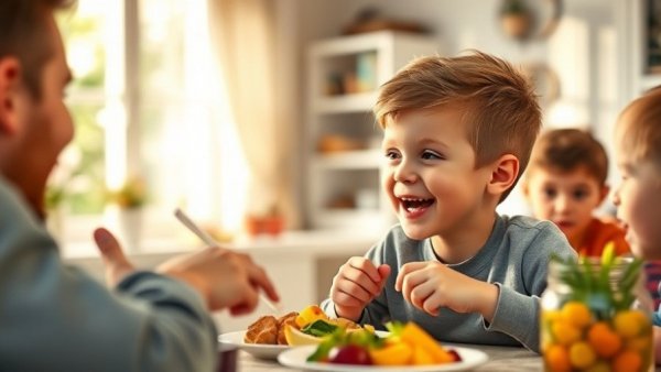 Kids enjoying breakfast conversation, Would You Rather questions for kids.