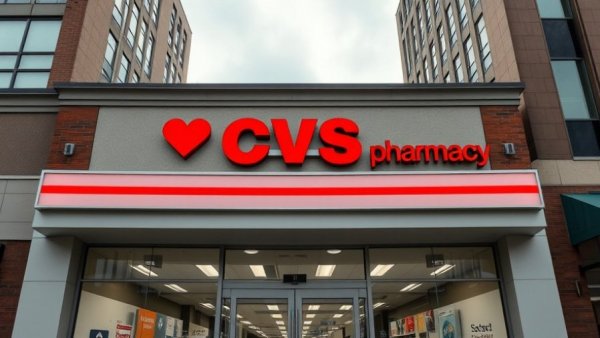 Modern CVS pharmacy building on a cloudy day.