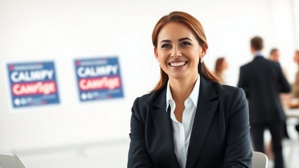 Professional woman presenting Michigan tariff refund reports.