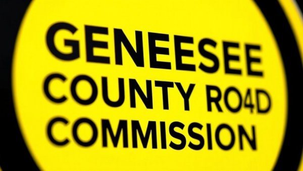 Genesee County Road Commission logo on yellow background