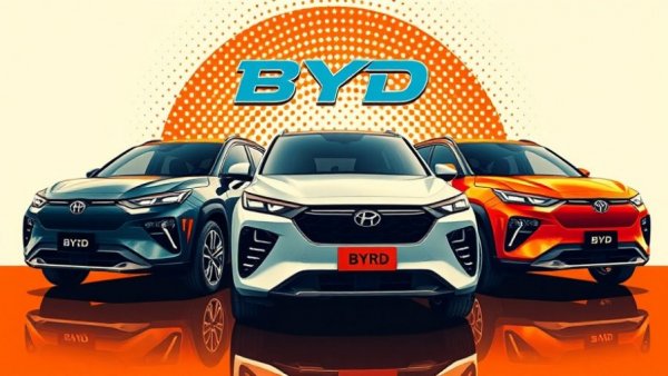 Pop art style image of BYD electric vehicles