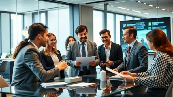 Business meeting on keeping technology flexible for business growth.