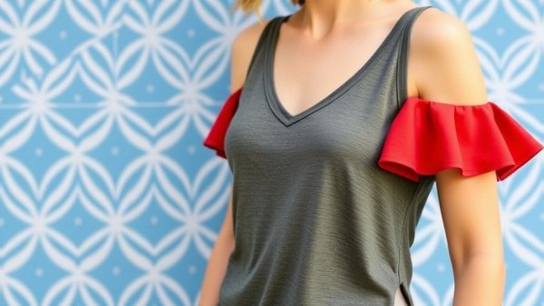 Fashionable tank tops for moms in red, green, and white, stylish designs.