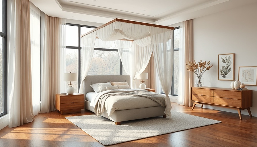 Restful and stylish new bedroom with a canopy bed and cozy decor.
