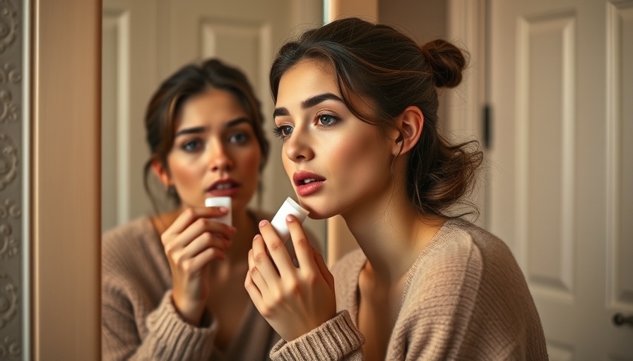 Young woman applying Laneige Lip Glowy Balm in a soft-lit room.