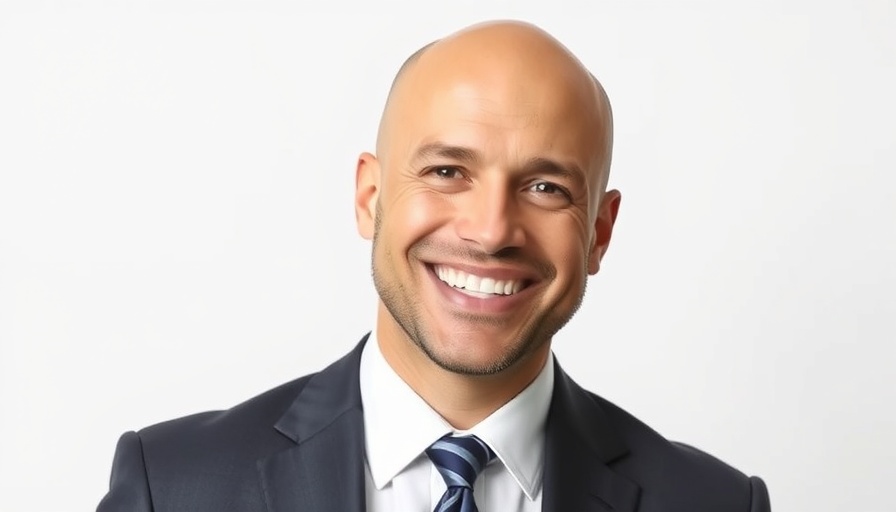 Smiling bald male in suit, positive expression, Emotional Intelligence in Sports.