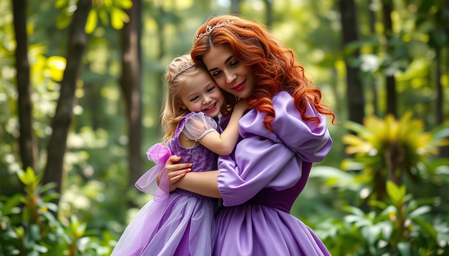 Disney Week of Wishes: Young girl hugs princess in forest setting.