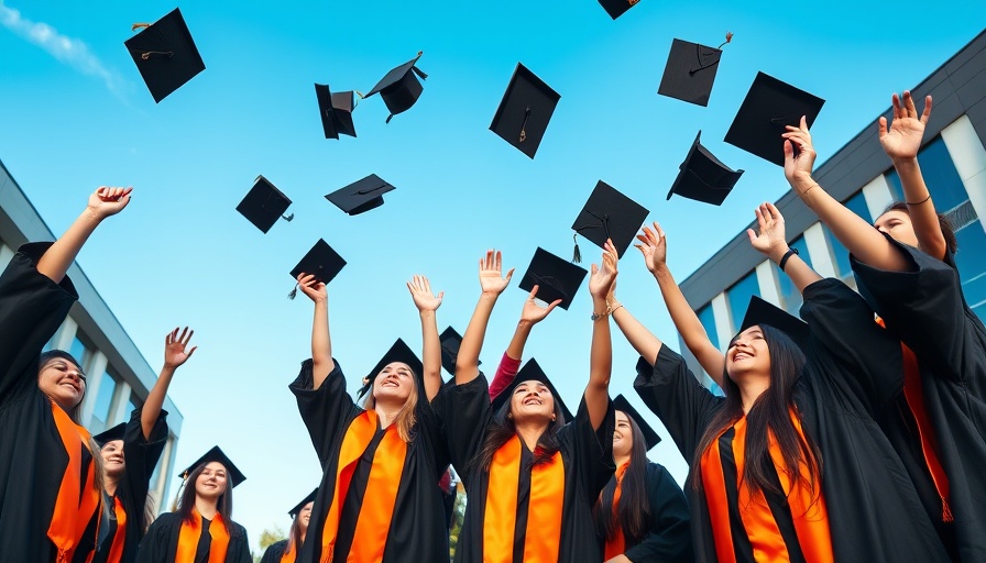 Graduates celebrating with caps in the air, perfect for graduation gifts under $50.