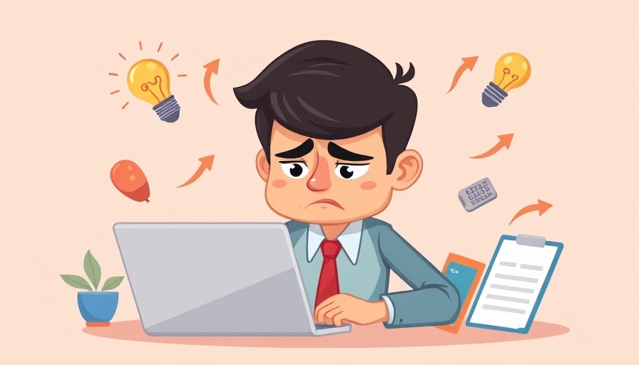 Stressed founder surrounded by business items, feeling overwhelmed.