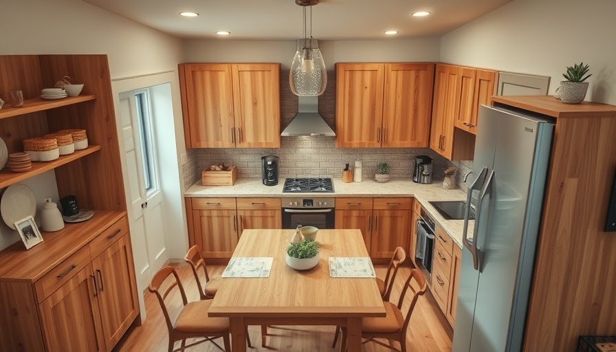 Kitchen Makeovers in Small Spaces: Cozy kitchen with wooden cabinets and modern island.