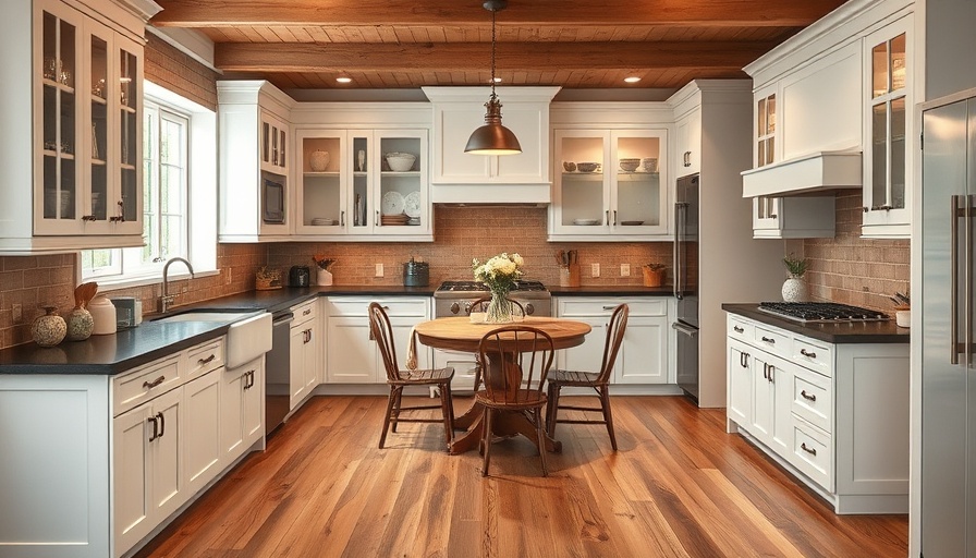 Renovated farmhouse kitchen with modern amenities and cozy ambiance.