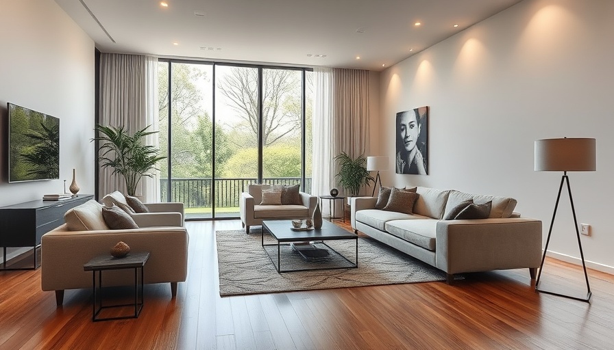 Stylish contemporary living room with modern decor and spacious layout.