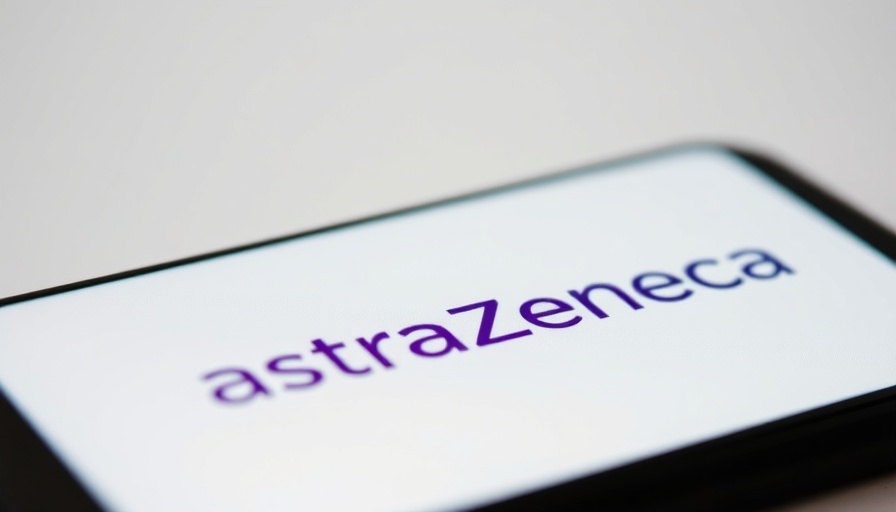 AstraZeneca logo on smartphone screen, related to camizestrant breast cancer treatment.