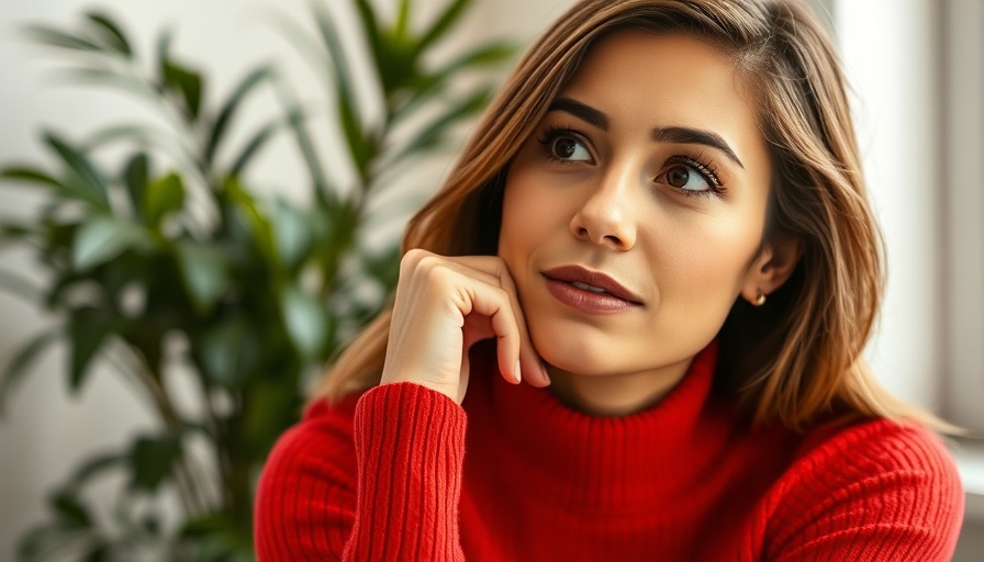 Confident woman in red sweater, signifying Valuable Intangibles in Business.