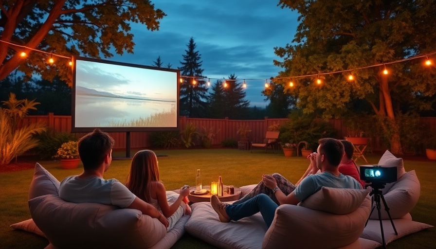 Family enjoying affordable movie projector outdoors.