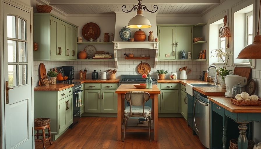 Charming historic kitchen design with green cabinets and vintage decor.
