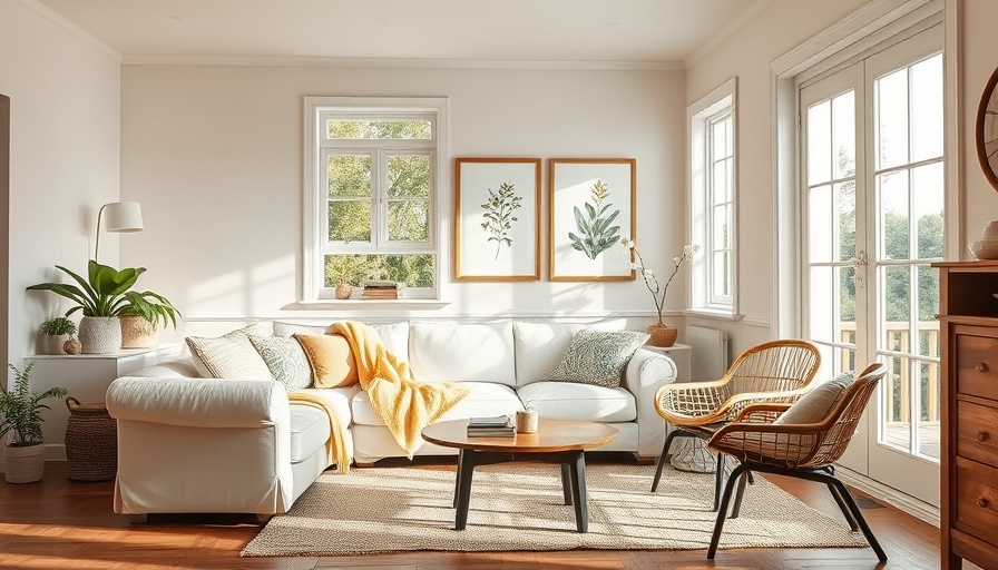 Green painted living room with white sofa and natural light.