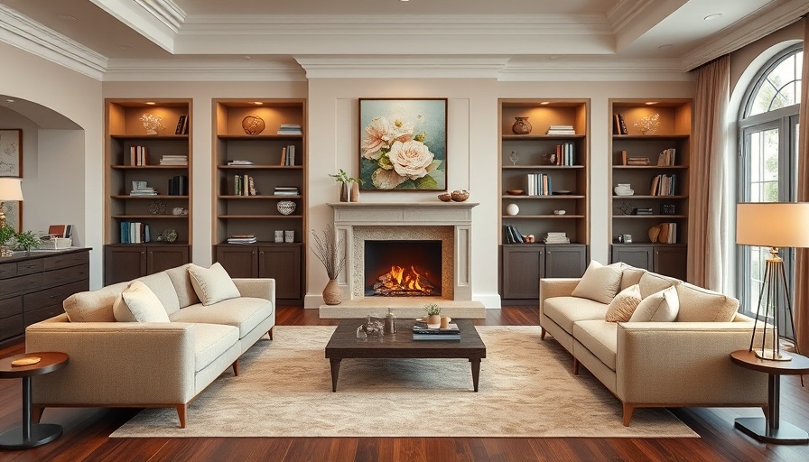 Contemporary living room showcasing furniture trends 2025 with beige sofa and modern elements.